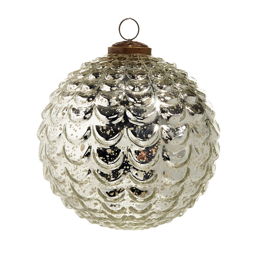 Scalloped Gray Ball Ornament