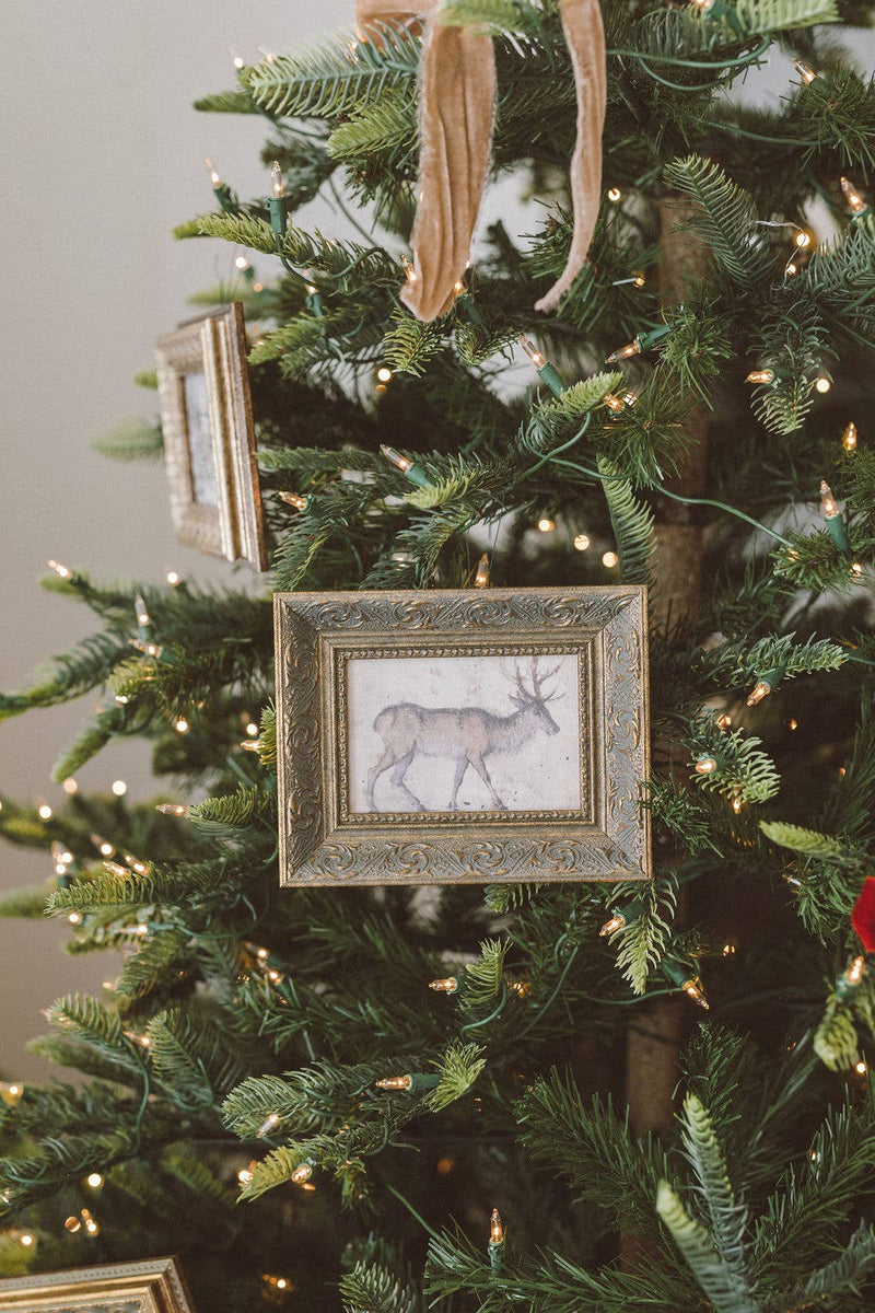 Vintage Reindeer Framed Antique Art