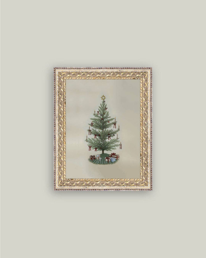 Vintage Tree with Bows Framed Antique Art