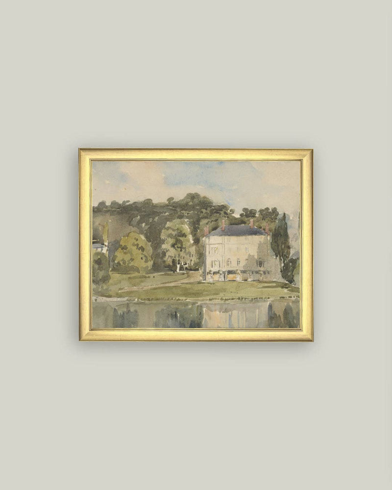 View of Chateau Framed Antique Art