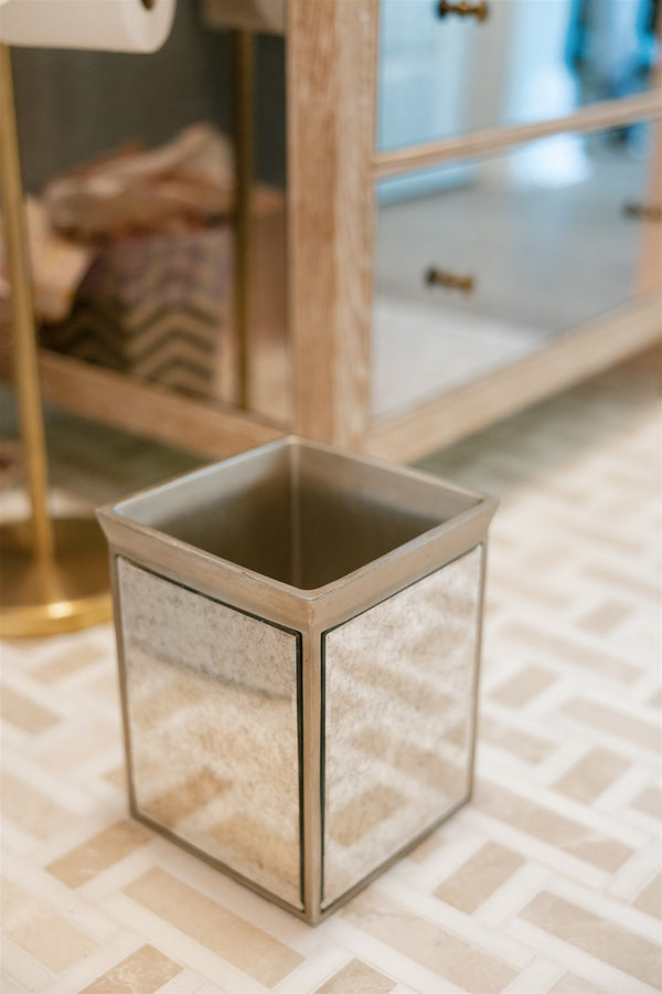 Antique Mirror Waste Basket