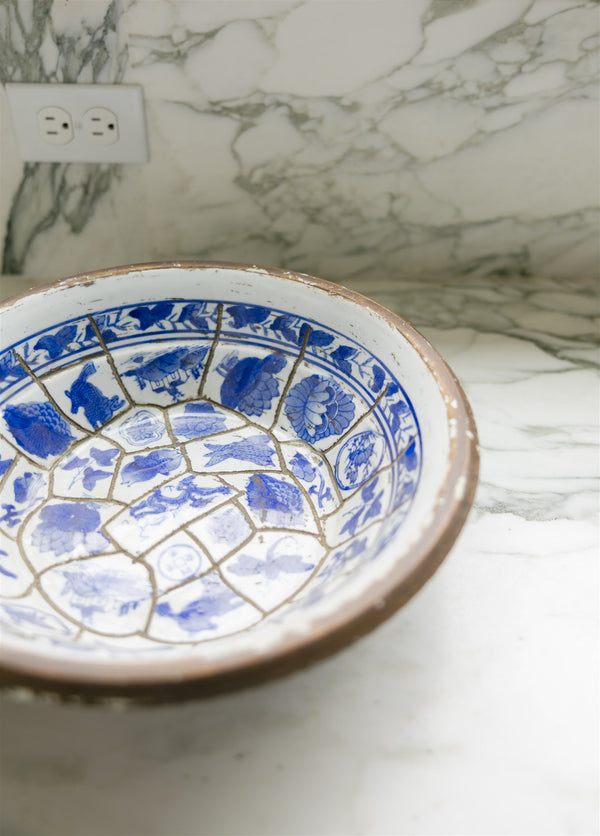 Blue & White Stoneware Bowl