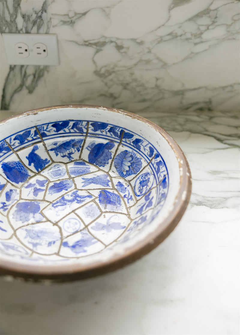 Blue & White Stoneware Bowl