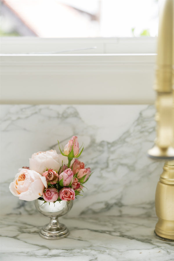 Silver Floral Vase w/ Flower Frog