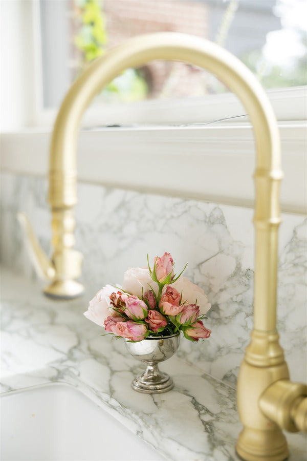 Silver Floral Vase w/ Flower Frog