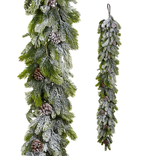 Flocked Pine & Pinecone Garland