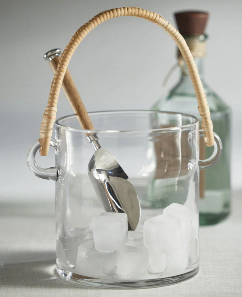 Byblos Glass & Rattan Ice Bucket