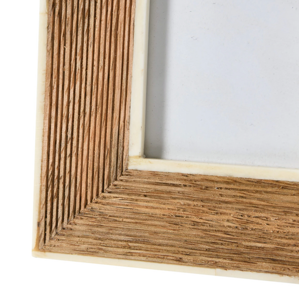 Hand-Carved Photo Frame with Bone Border