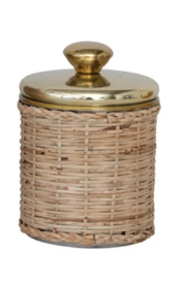 Rattan Wrapped Stainless Steel Canisters