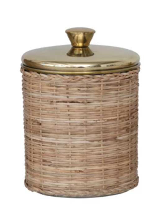 Rattan Wrapped Stainless Steel Canisters