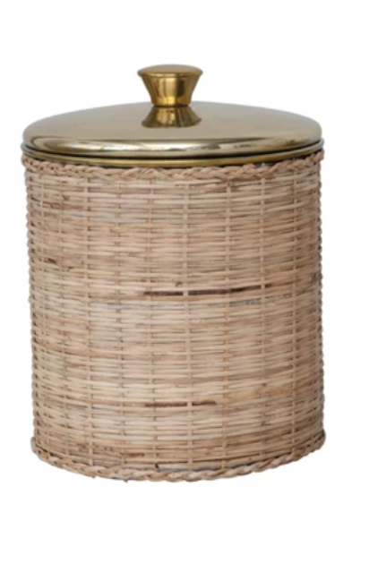 Rattan Wrapped Stainless Steel Canisters