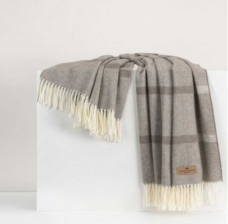 Mink Montauk Stripe Herringbone Throw