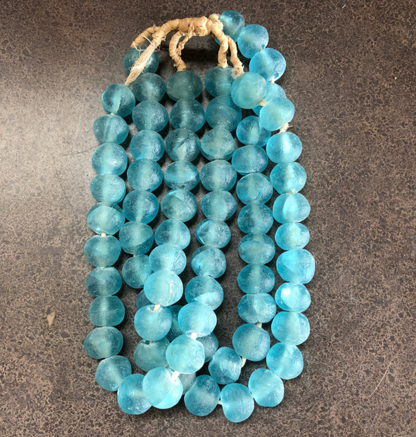 Vintage Sea Glass Beads Aqua Blue