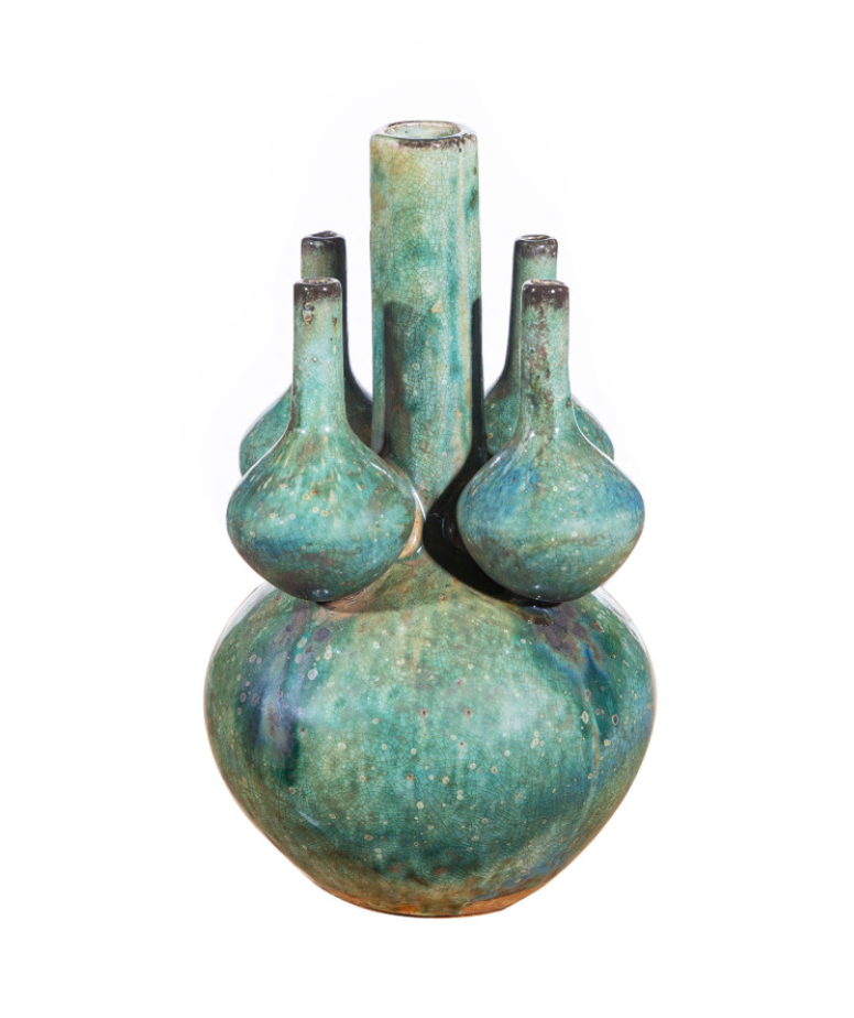 Speckled Green Five Globe Vase