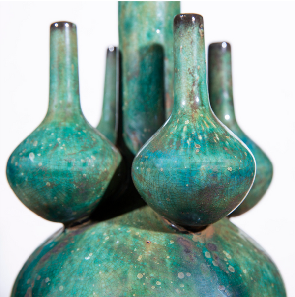 Speckled Green Five Globe Vase