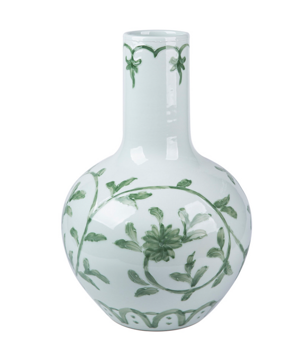 Celadon Green Vine Gobular Vase