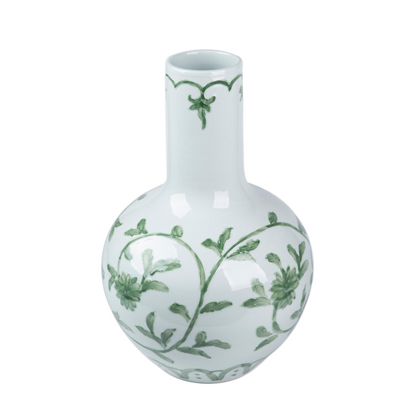 Celadon Green Vine Gobular Vase