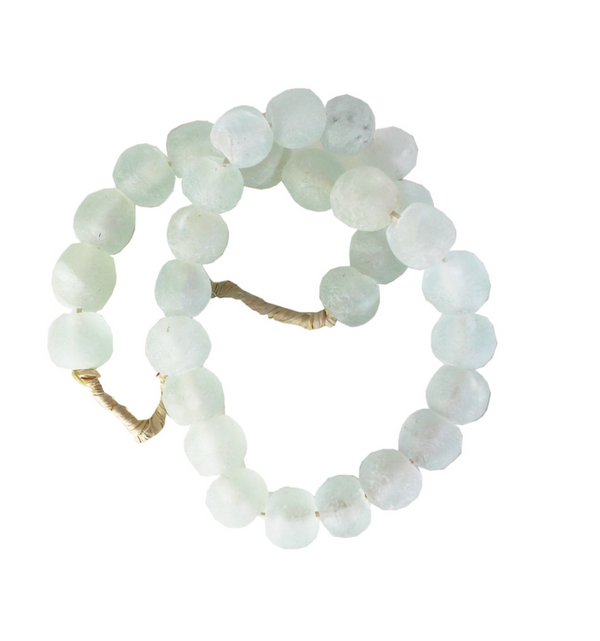 Vintage Sea Glass Beads Aqua White