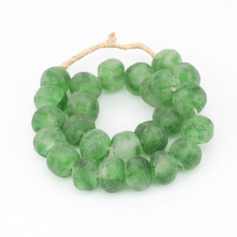 Vintage Sea Glass Beads Frosty Green