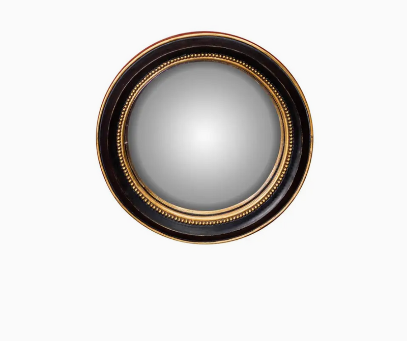 Small Black & Gold Convex Mirror