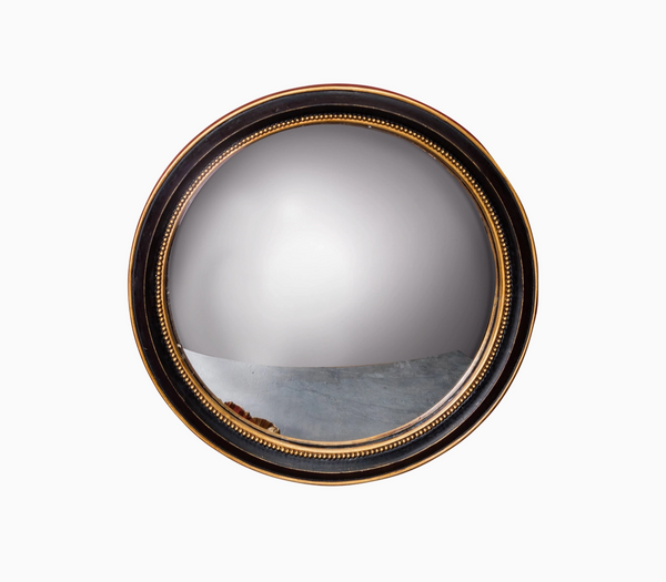 Large Black & Gold Convex Mirror