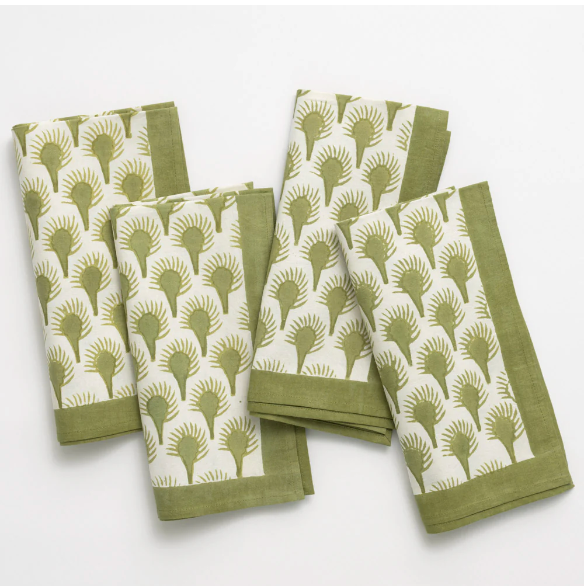 Geo Feather Moss Napkin