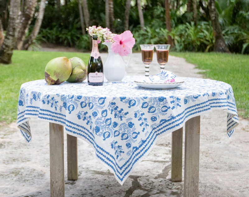 Pom Bells Wedgewood 108" Round Tablecloth