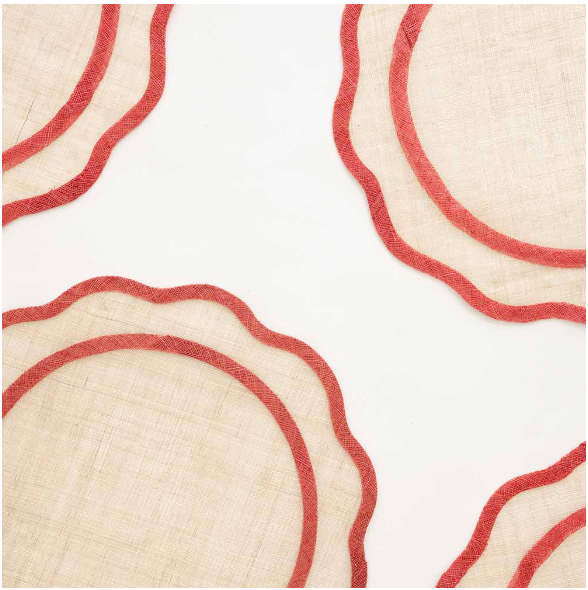 Scalloped Red Ricepaper Placemat