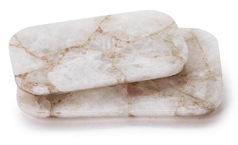 White Quartz Silver Feet Tray