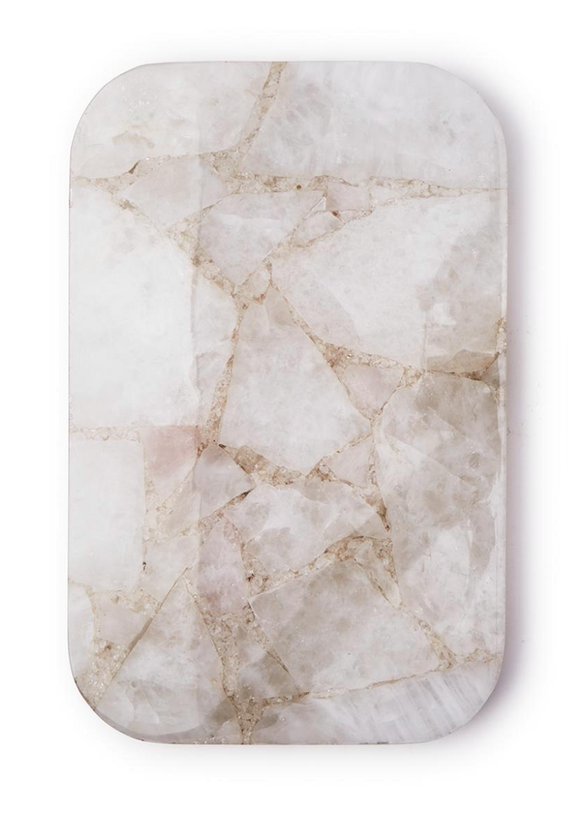 White Quartz Silver Feet Tray