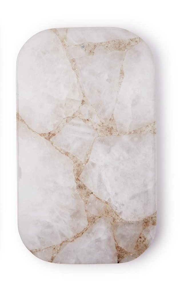 White Quartz Silver Feet Tray