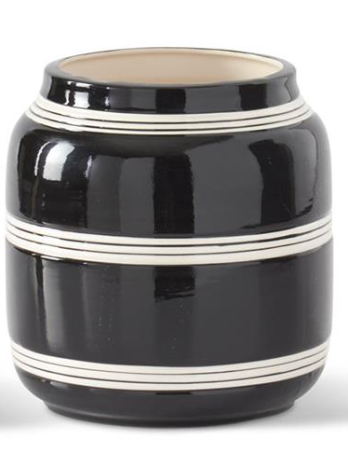 Black & Cream Lined Ceramic Vases