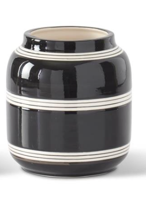 Black & Cream Lined Ceramic Vases