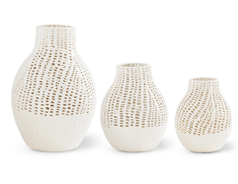 Ceramic Basket Weave Vases