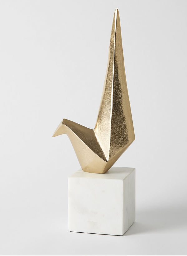 Sitting Origami Bird- Gold