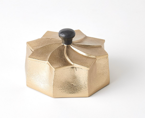 Flower Box-Gold w/Black Knob