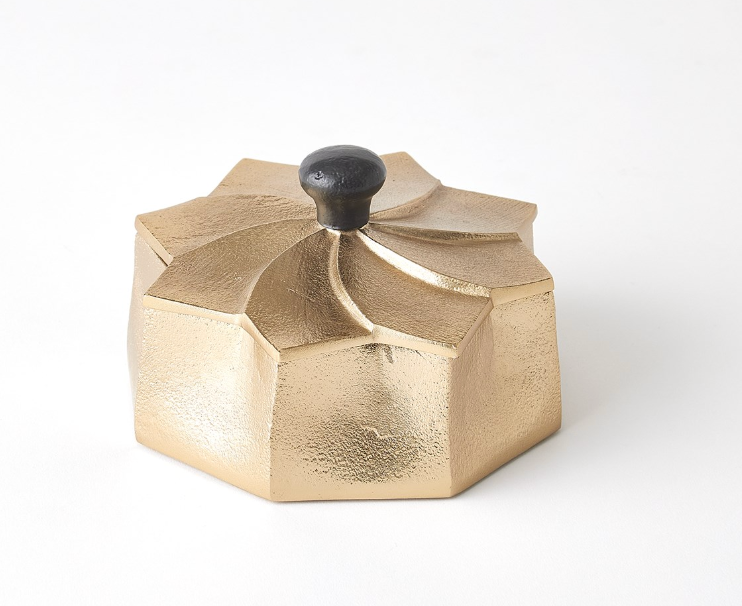 Flower Box-Gold w/Black Knob