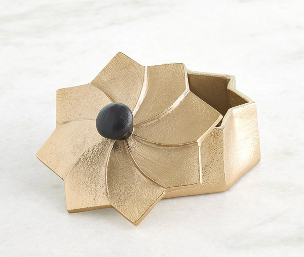 Flower Box-Gold w/Black Knob