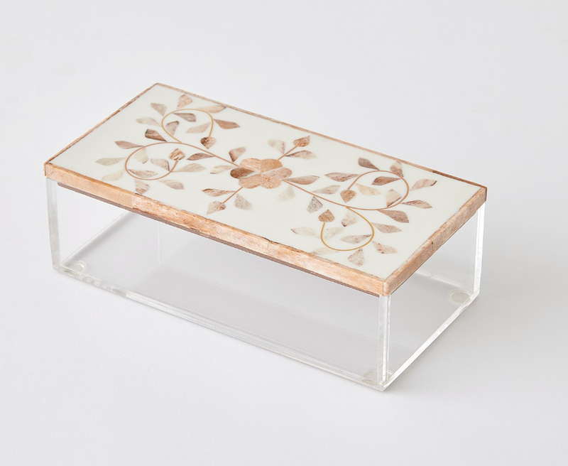 Floral Inlay Rectangular Box