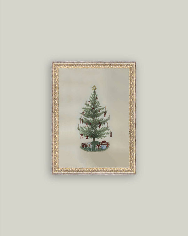 Vintage Tree with Bows Framed Antique Art