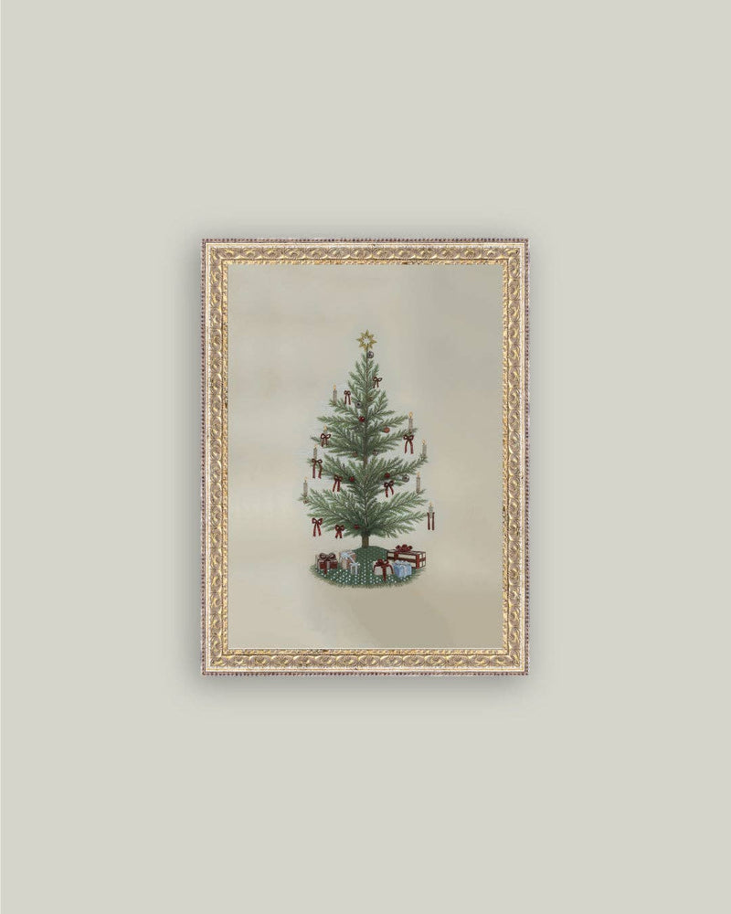 Vintage Tree with Bows Framed Antique Art