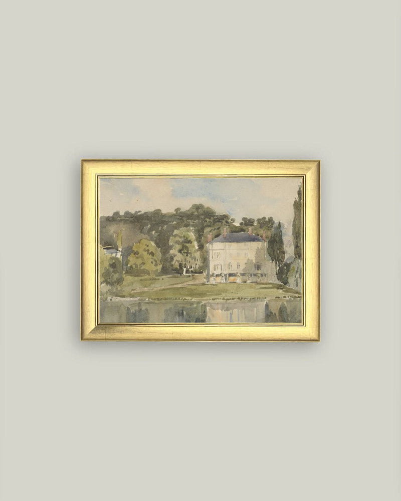 View of Chateau Framed Antique Art