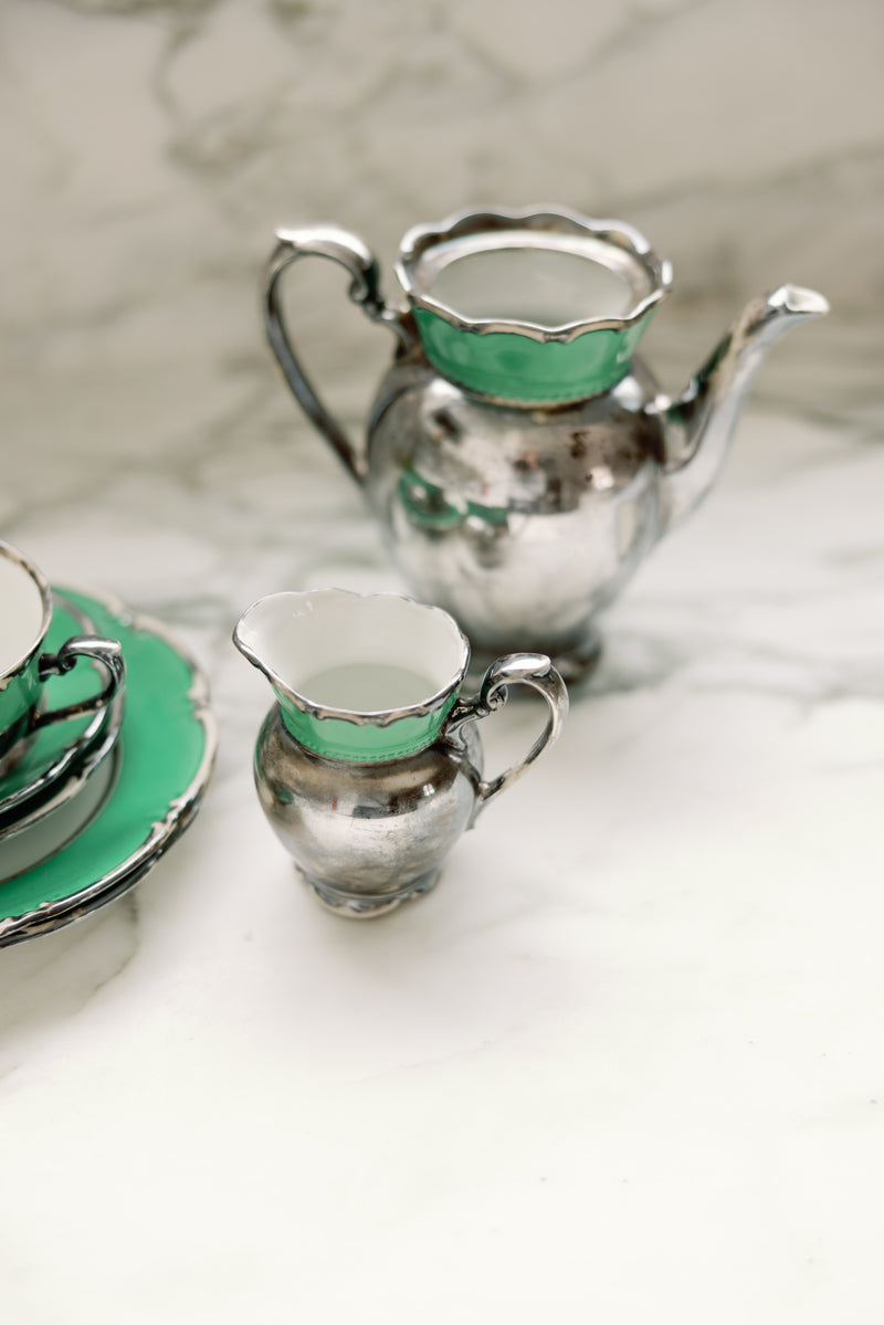 Green & Silver Tea Set