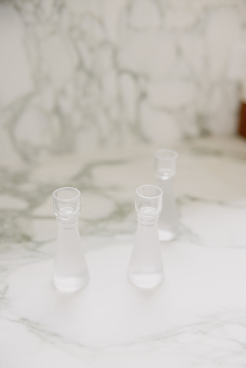 Frosted Glass Candleholder Set