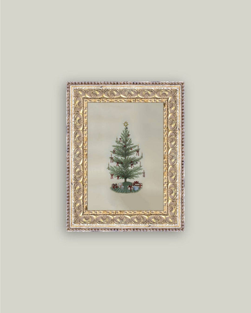 Vintage Tree with Bows Framed Antique Art