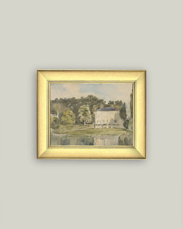 View of Chateau Framed Antique Art