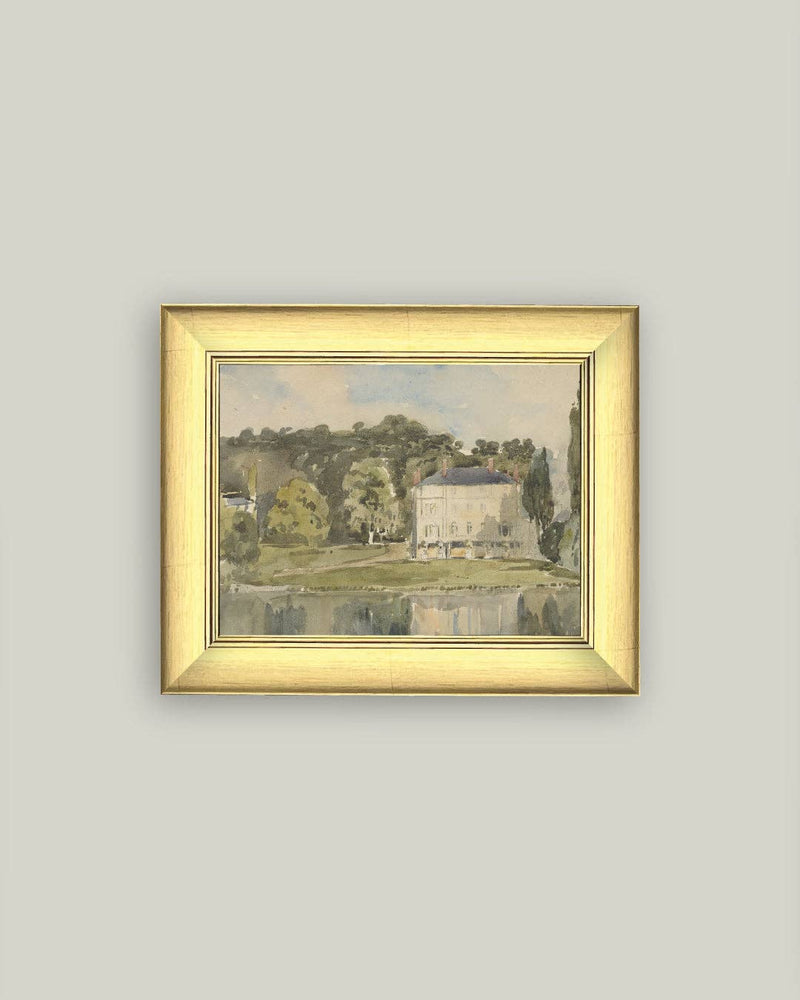 View of Chateau Framed Antique Art
