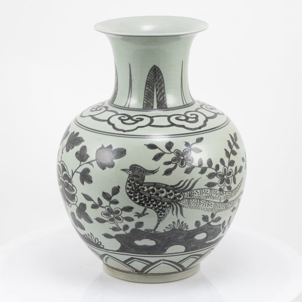 Black Pheasant Porcelain Vase