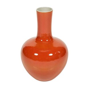 Orange Globular Vase, Medium