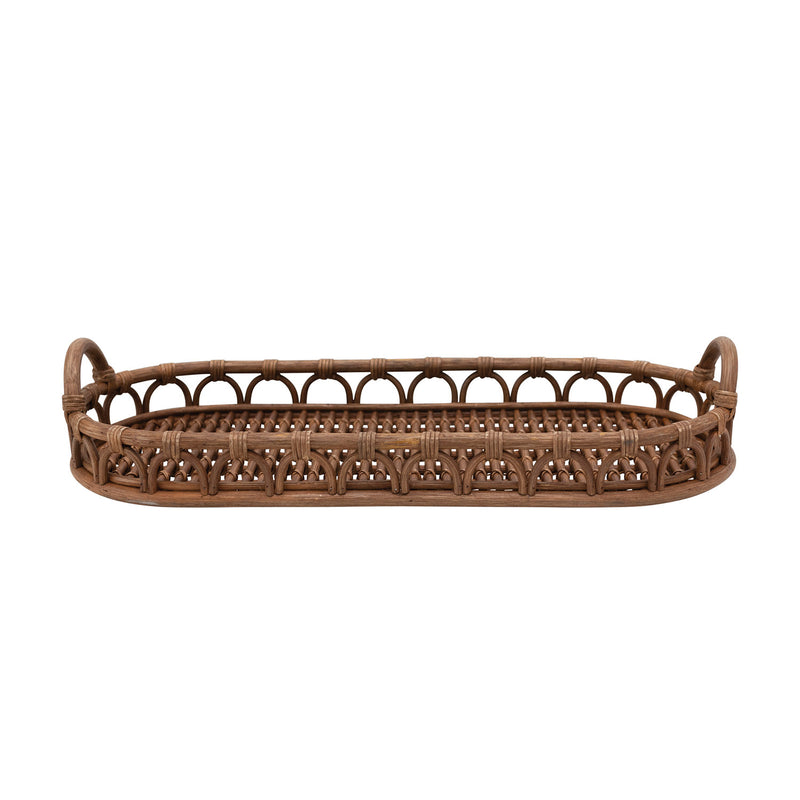 Scalloped Rattan Wrapped Tray